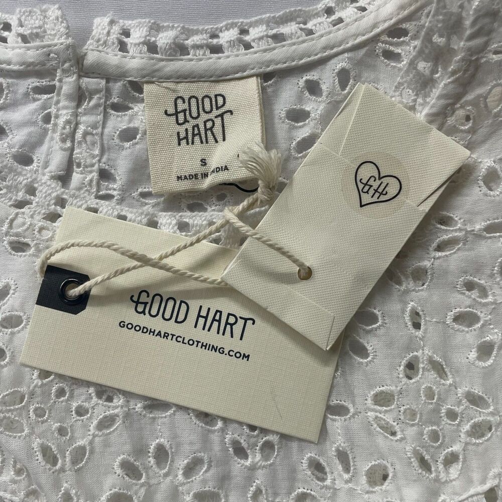 Good Hart White Eyelet Lace Ruffle Top Boho Cottagecore NWT Small - Picture 7 of 10
